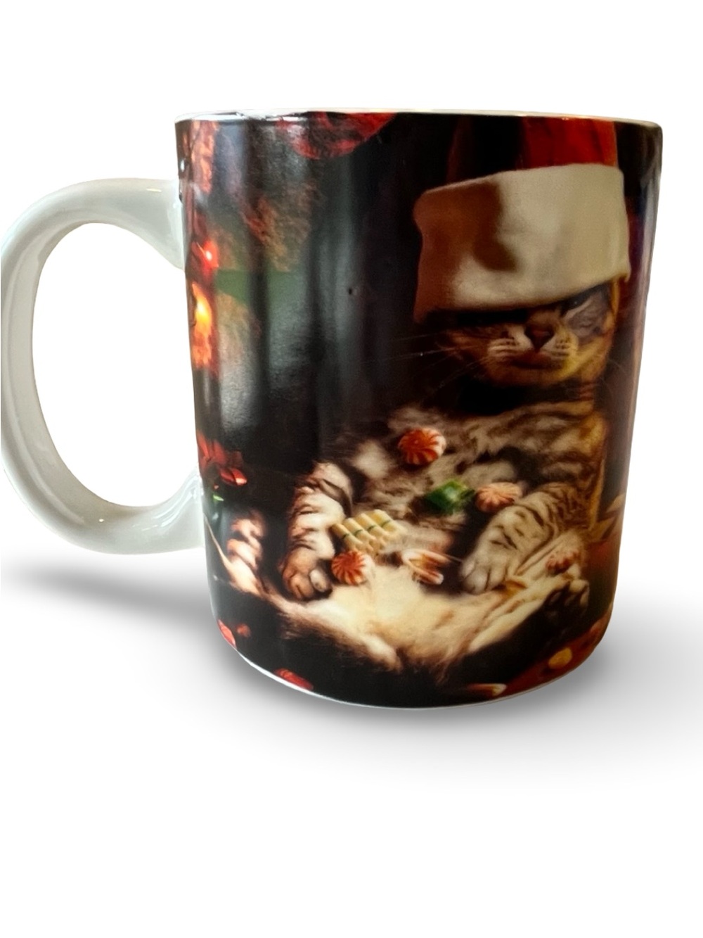 Sleepy Christmas Cat Mug